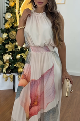 Vacation Halter Neck Keyhole Maxi Dresses