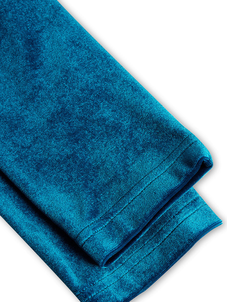 Elegant Midnight Blue Velvet Wrap Midi Dress