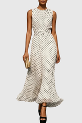 Polka Dot Halter Neck Keyhole Maxi Dresses