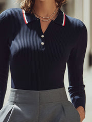 Navy Ribbed Polo Shirt