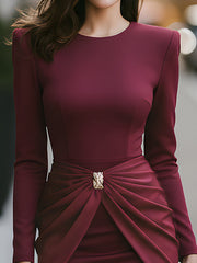 Elegant Draped Waist Pencil Dress