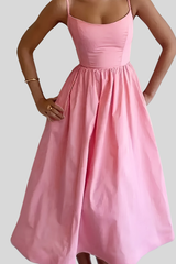 Feminine Pleated Midi Dresses Elegant