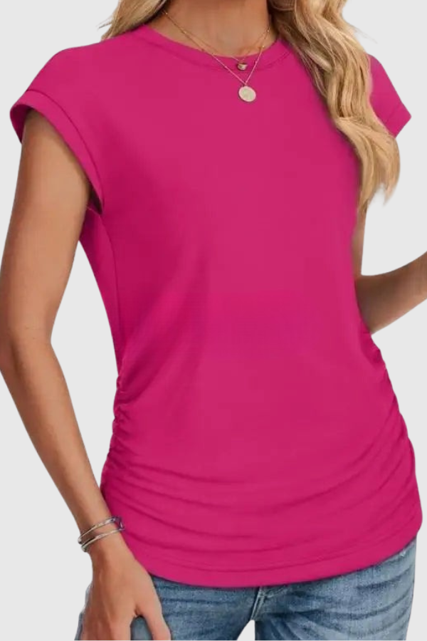 Ruched Side Casual Tunic Top