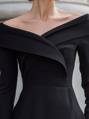 Black Off-Shoulder Structured Peplum Top With Asymmetric Hem