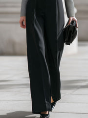 Contrast Houndstooth Panel Tailored Blazer & Wide-Leg Pant Set