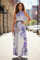 Elegant Halter Maxi Dress with Graceful Movement