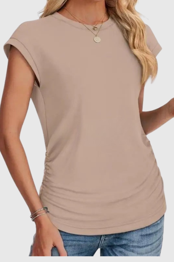 Ruched Side Casual Tunic Top