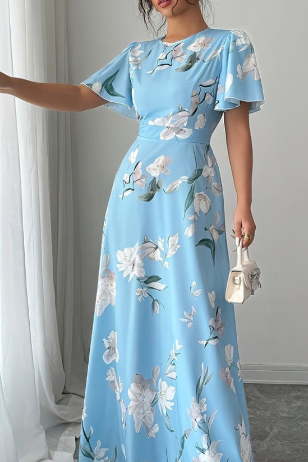 Retro Pleated Midi Dresses Floral