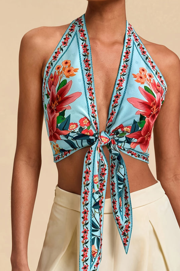 Vibrant Floral Halter Top