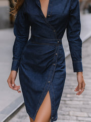 Denim Wrap Shirt Dress
