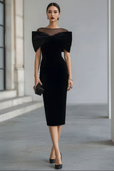 Refined Midi Dress with Graceful Bow Accent