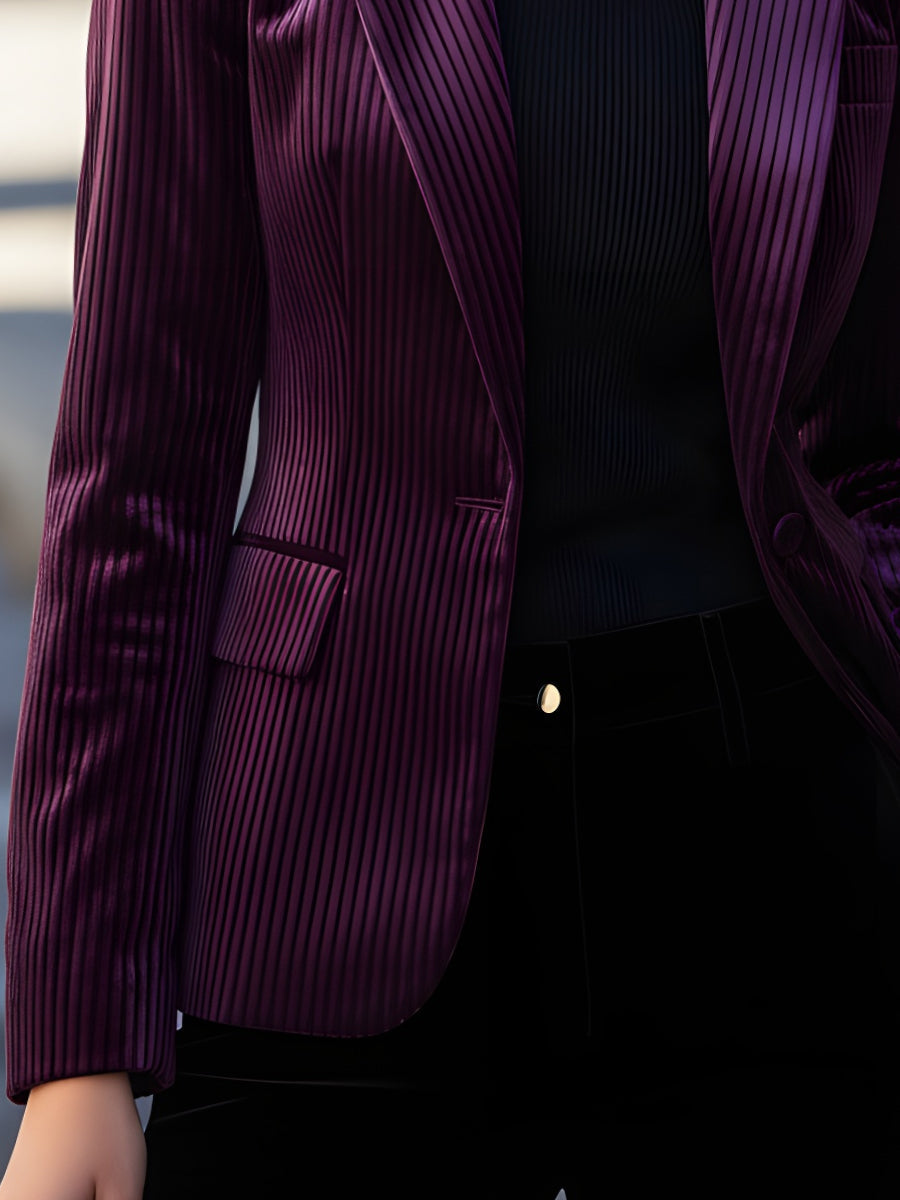 Striped Velvet Tailored Blazer