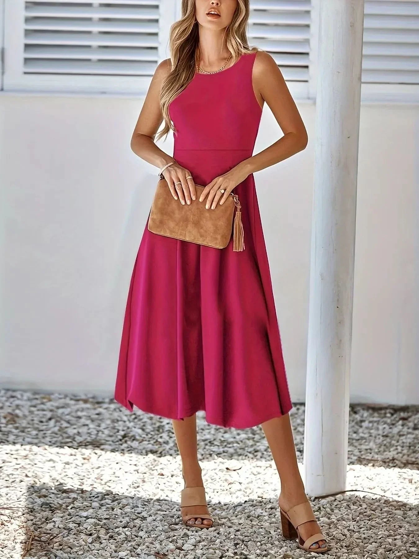 Sleeveless A-Line Midi Dress