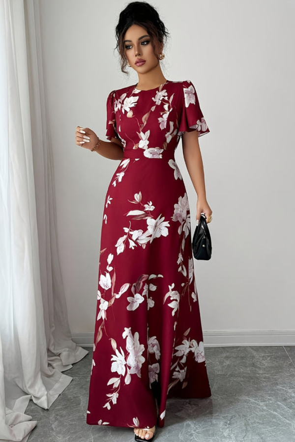 Retro Pleated Midi Dresses Floral