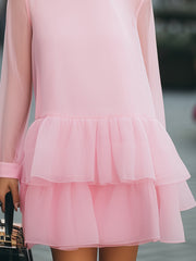 Elegant Layered Chiffon Ruffle Mini Dress