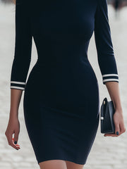 Elegant Contrast Trim Bodycon Dress