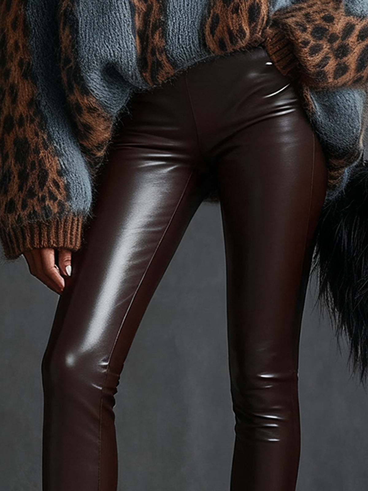 Brown Faux Leather Pants