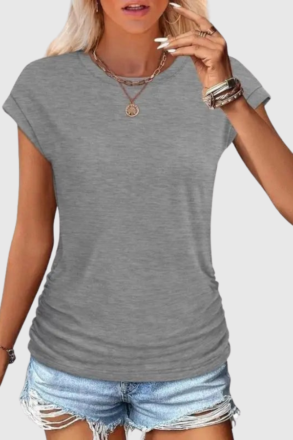 Ruched Side Casual Tunic Top