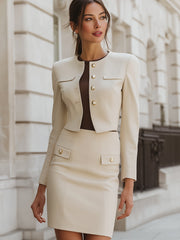 Structured Cropped Jacket And Tailored Mini Skirt Set