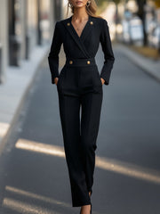 Tailored Jumpsuit With Gold Button Accents