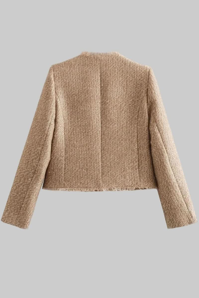 Chic Tweed Blazer Button Closure