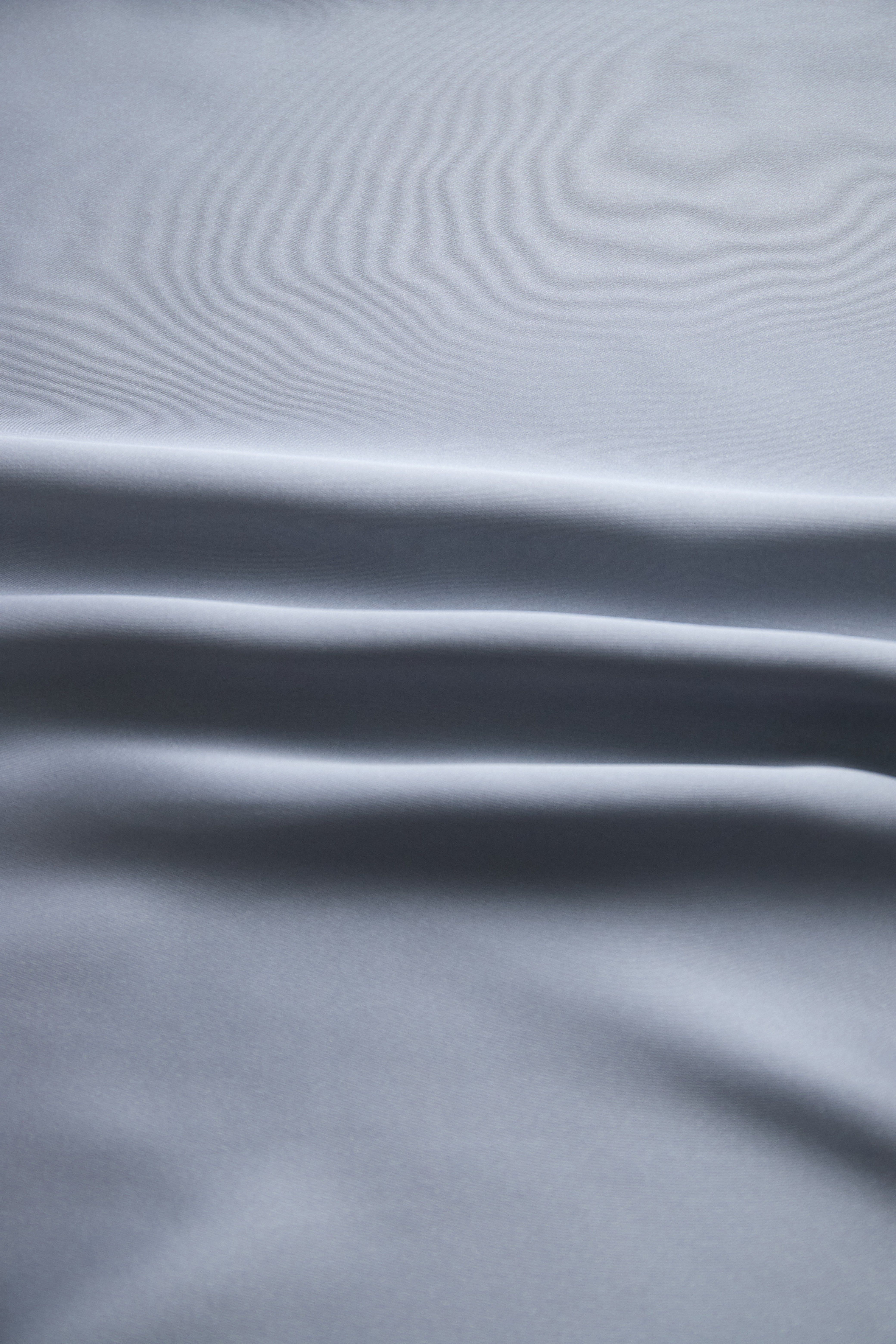 Silver Satin Blouse with Plunging V-Neck