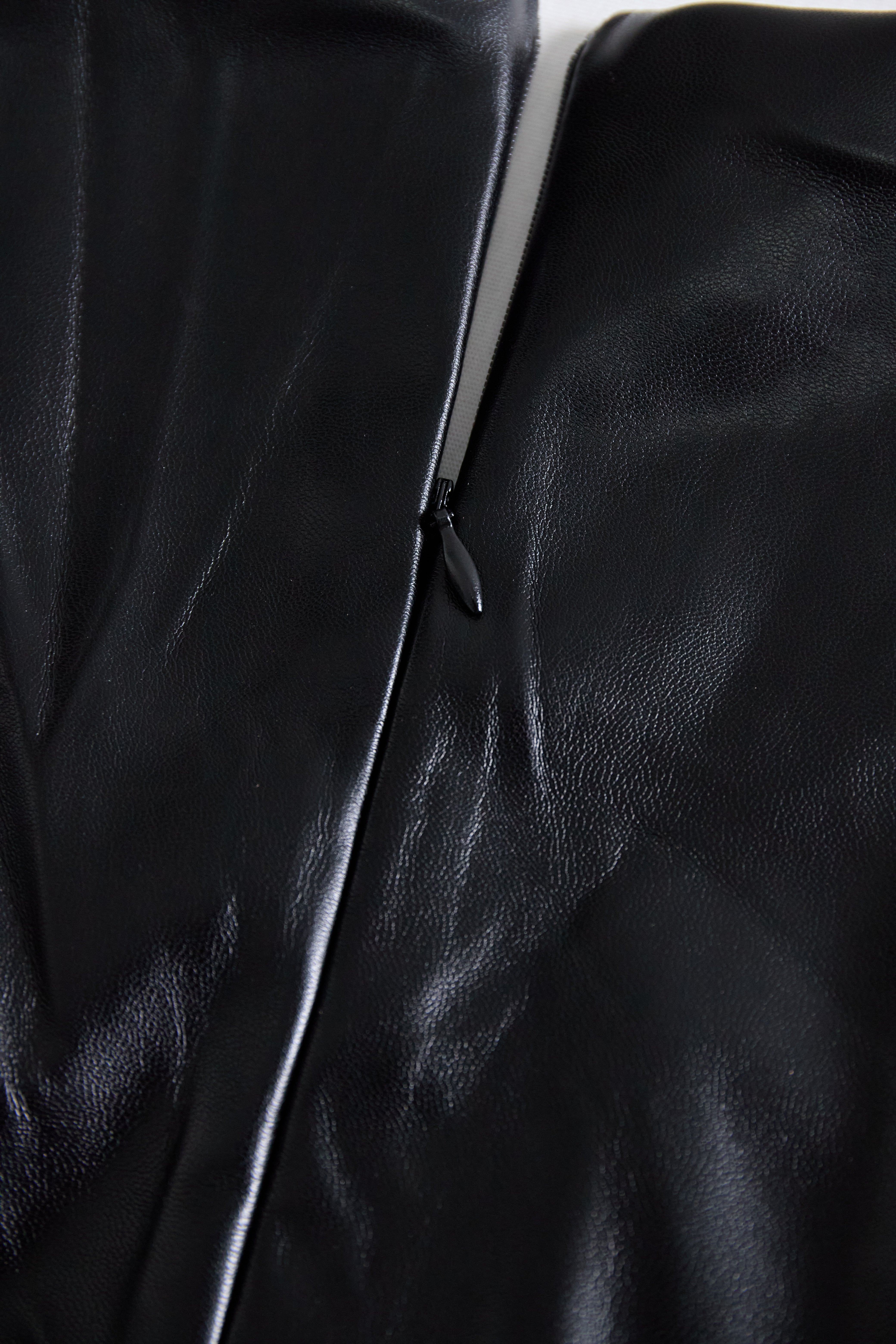 Sleek Black Faux Leather Sleeveless Midi Dress