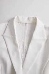 Elegant White Lace-Backed Blazer with Structured Silhouette
