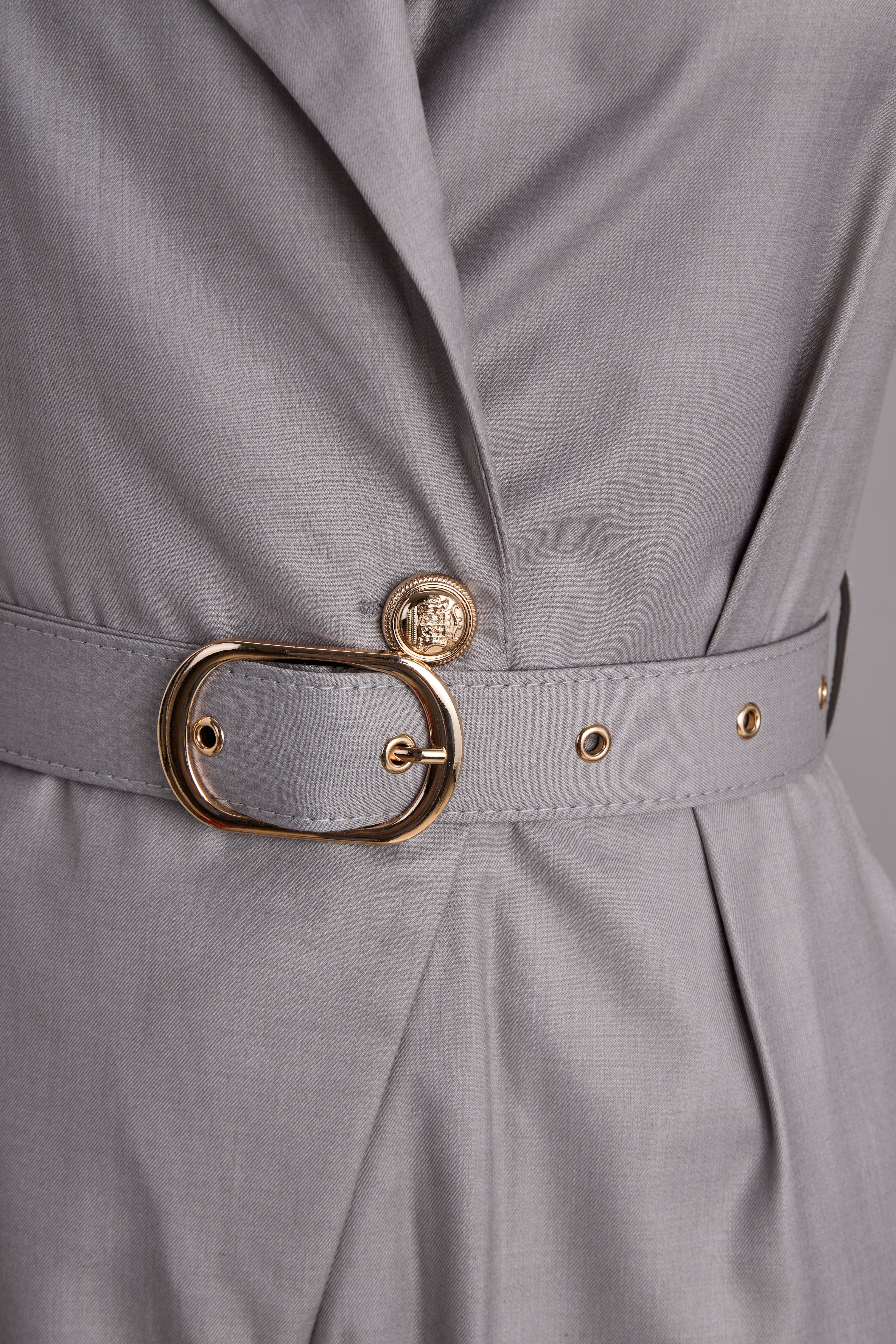 Sophisticated Plain Belted Sleeveless Romper