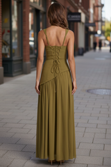 Tullulah Olive Maxi Dress with Thigh Slit