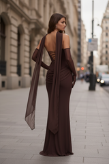 Shoulder Framing Cowl Maxi Dress