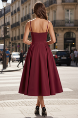 Simple Burgundy Midi Dress