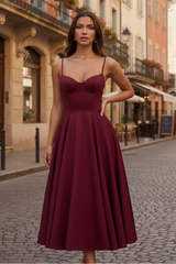 Simple Burgundy Midi Dress