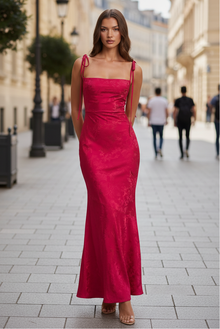 Draped Neckline Maxi Dress