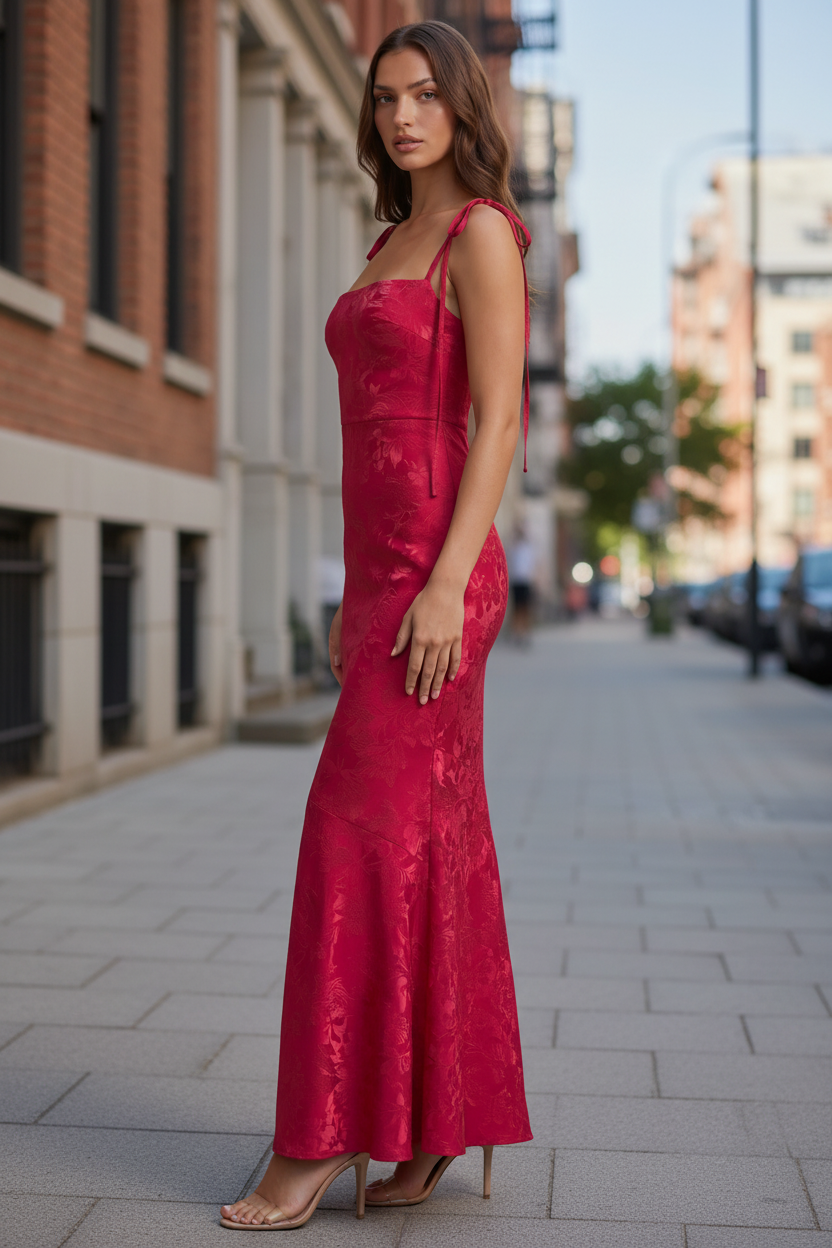 Draped Neckline Maxi Dress