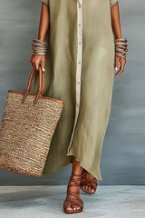 Coastal Harmony Shirt Maxi Dress
