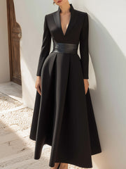 Sophisticated Black Taffeta Midi Dress