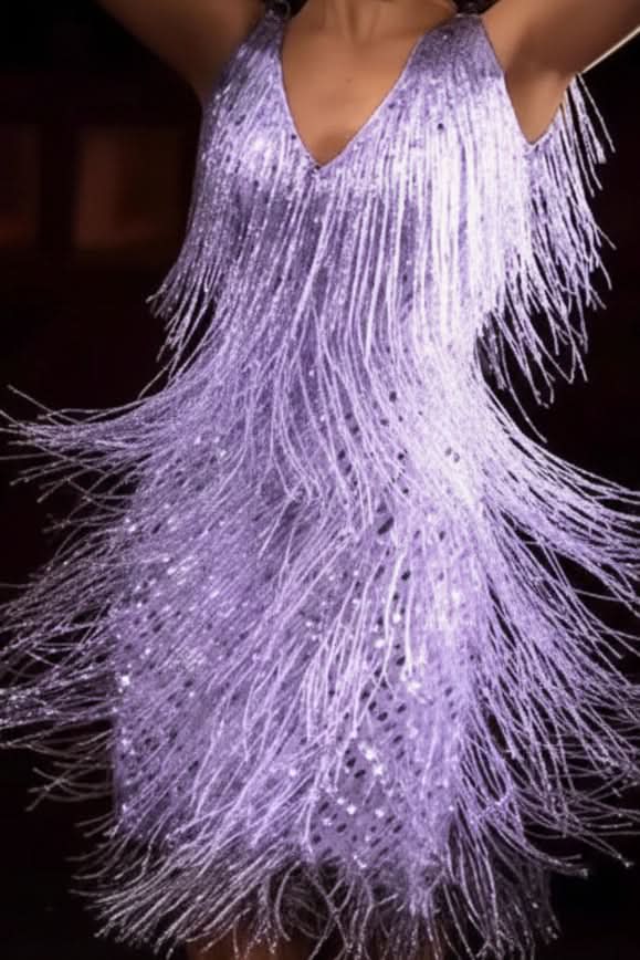 Gleaming A-Line Dress Fringe