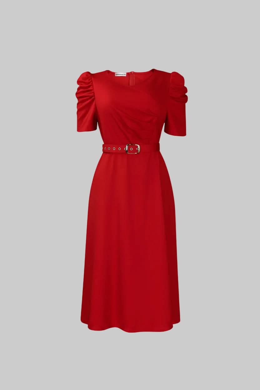 Polished Belted Midi Dress
