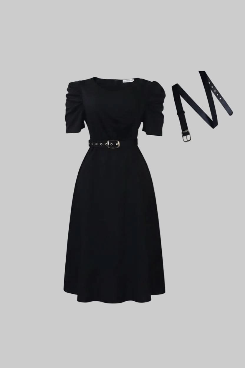 Polished Belted Midi Dress