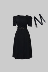 Polished Belted Midi Dress