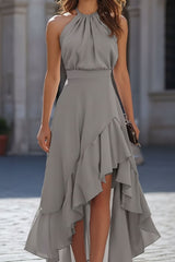 Ruched Pleated Square Neck Midi Dresses