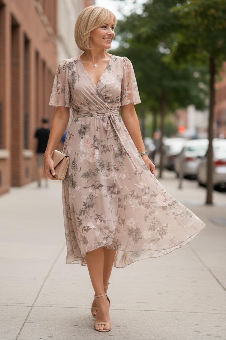 Wrap Midi Dress for Weddings & Special Occasions