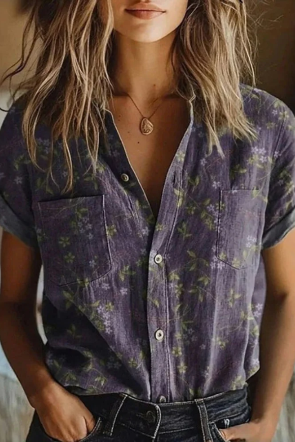 Vintage Floral Lapel Blouse