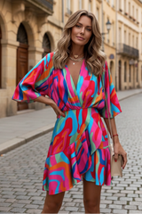 Tie-Waist Batwing Mini Dress