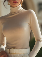 Fitted Turtleneck Long-Sleeve Top