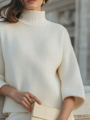 Minimalist High-Neck Relaxed Sweater