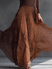 Rown Polka Dot Chiffon Maxi Dress