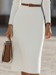 White Ribbed Knit Hooded Midi Dress