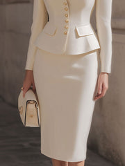 Timeless Ivory Peplum Suit Dress By Mooyius